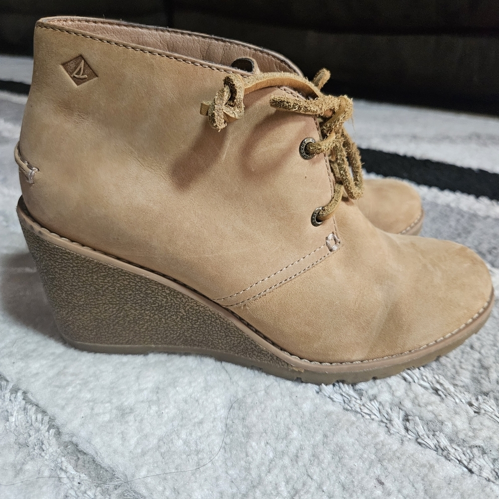 Sperry Tan Wedge Ankle Shoes